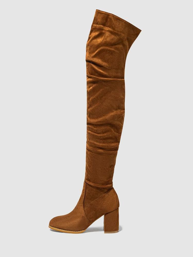 Boots | Chunky Heel Micro Suede Upper Over The Knee Boots Boots Boots