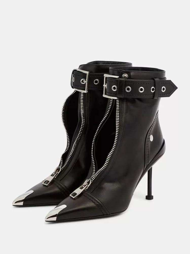 Boots | High Heel Ankle Boots Buckle Zip Up DetailPointed Toe Booties Boots Boots