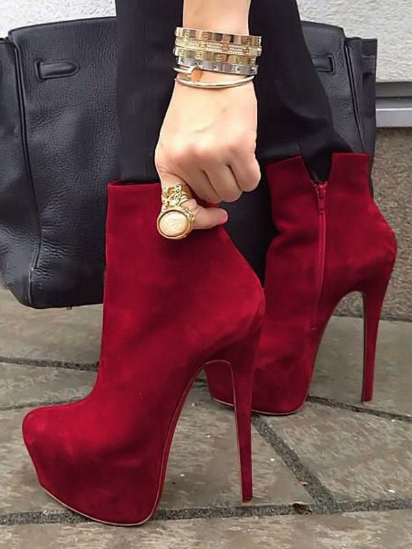 Boots | High Heel Booties Red Platform Zip Up Ankle Boots For Women Boots Boots