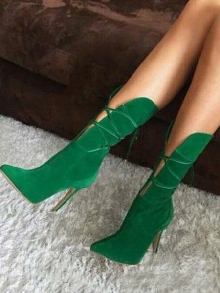 Boots | High Heel Boots Women Pointed Toe Lace Up Booties Boots Boots