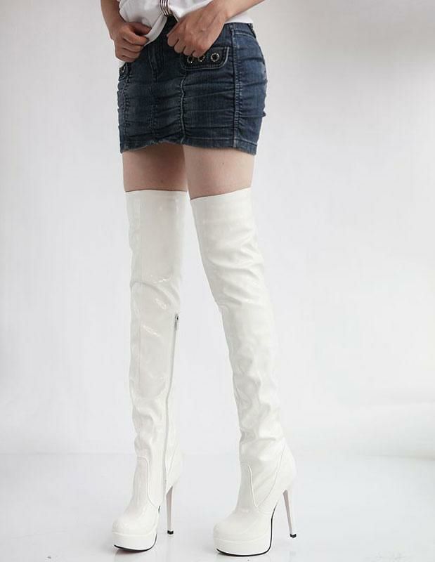 Boots | Platform Thigh High Boots Patent Round Toe Stiletto Heel Over The Knee Boots Boots Boots