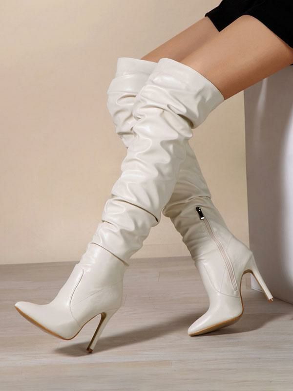 Boots | PU Leather Stiletto Heel Knee-High Boots Boots Boots