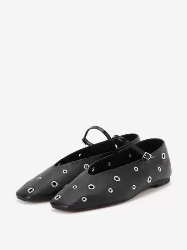 Flats & Loafers | Ballet Flats Black Round Toe Cut Out Buckle Strap Flat Shoes Flats & Loafers Flats & Loafers