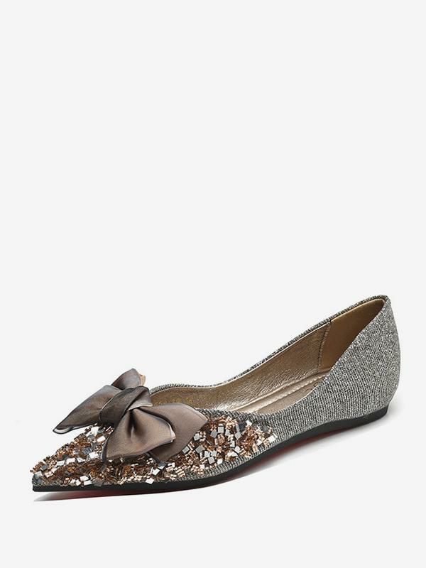 Flats & Loafers | Bow Pointed Toe Sequined Cloth Ballet Flats In Flats & Loafers Flats & Loafers