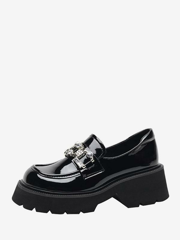 Flats & Loafers | Chunky Heel PU Leather Loafers Flats & Loafers Flats & Loafers