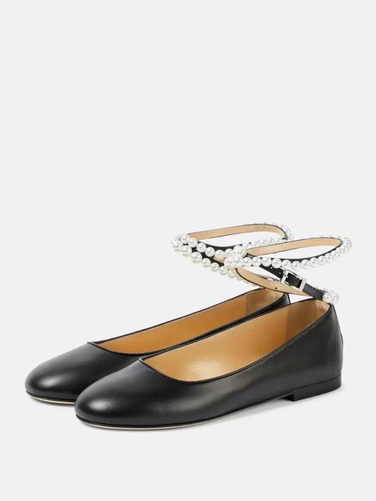 Flats & Loafers | Pearls Round Toe PU Leather Ballet Flats In Flats & Loafers Flats & Loafers