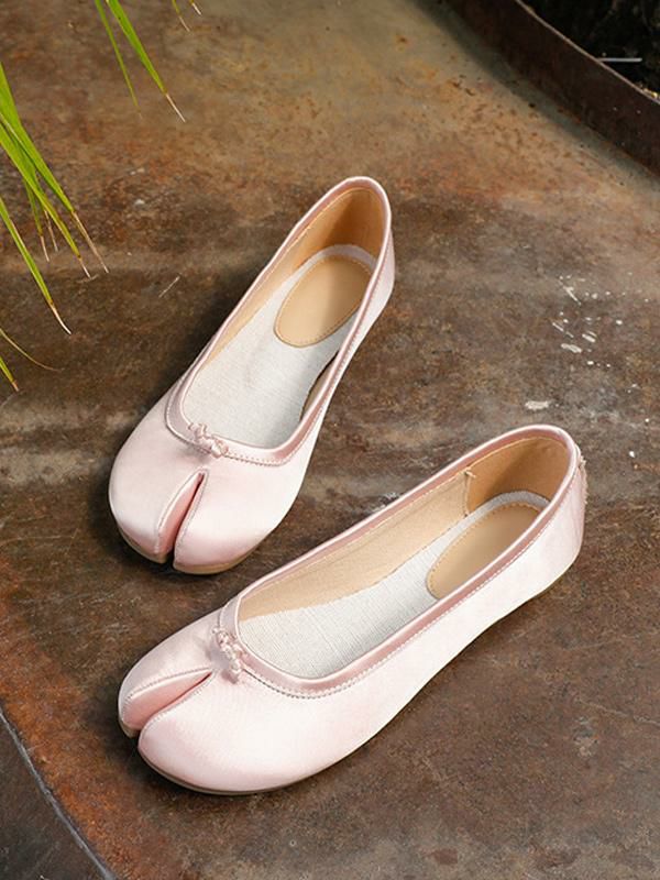 Flats & Loafers | Pink Ballerina Flats Split Front Round Toe Satin Ballet Flats Flats & Loafers Flats & Loafers