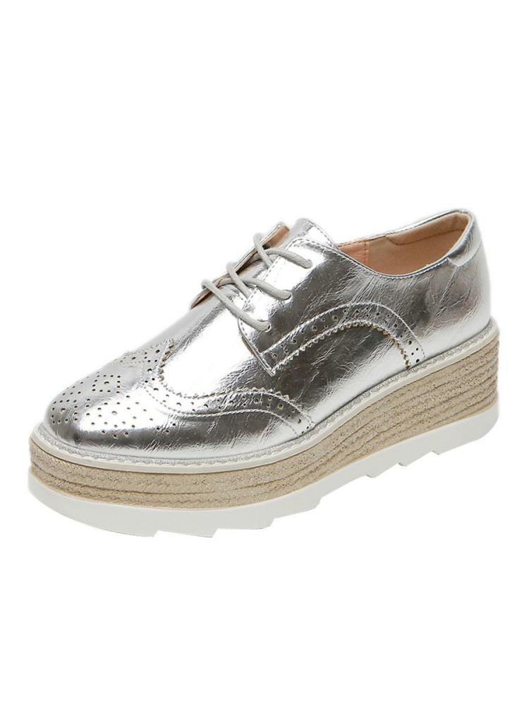 Flats & Loafers | Round Toe Platform PU Leather Oxfords Flats & Loafers Flats & Loafers