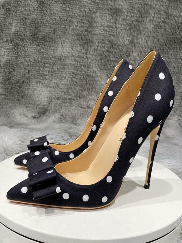 Heels& Pumps | Black High Heels Women Pointed Toe Bow Polka Dot Vintage heels Pumps Heels& Pumps Heels& Pumps