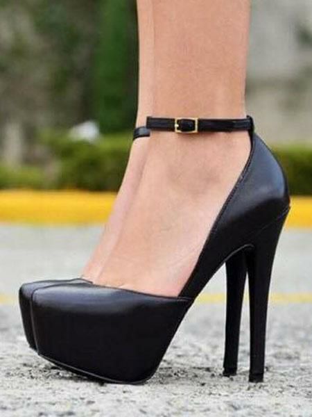 Heels& Pumps | Black Platform High Heels Women Dress Shoes Stiletto Heel Ankle Strap Pumps Heels& Pumps Heels& Pumps