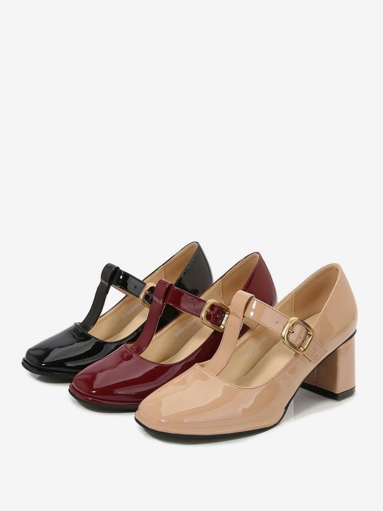 Heels& Pumps | Vintage Shoes Square Toe T Strap Chunky Heel Pumps Heels& Pumps Heels& Pumps