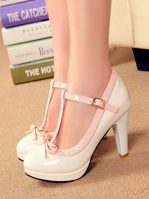 Heels& Pumps | White Kitten Heel T Strap Vintage Shoes Heels& Pumps Heels& Pumps