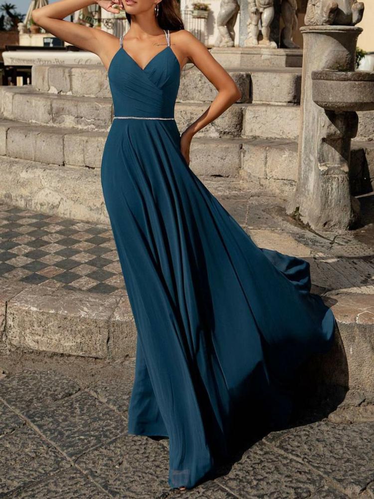 Occasion Dresses | Bridesmaid Dresses A-Line Floor-Length Backless Chiffon Prom Dress Free Customization Occasion Dresses Occasion Dresses