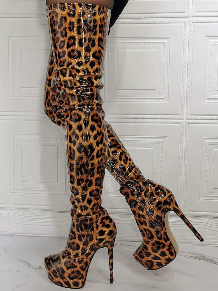 Occasion Shoes | Animal Print Platform Thigh High Heel Boots Occasion Shoes Occasion Shoes