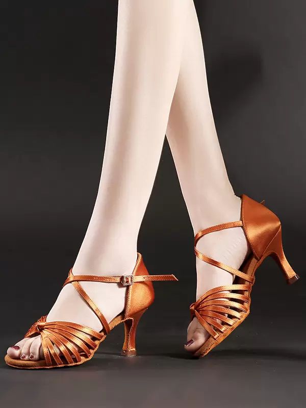 Occasion Shoes | Ballroom Dance Shoes Coffee Brown Open Toe Criss Cross Latin Dance Shoes Occasion Shoes Occasion Shoes