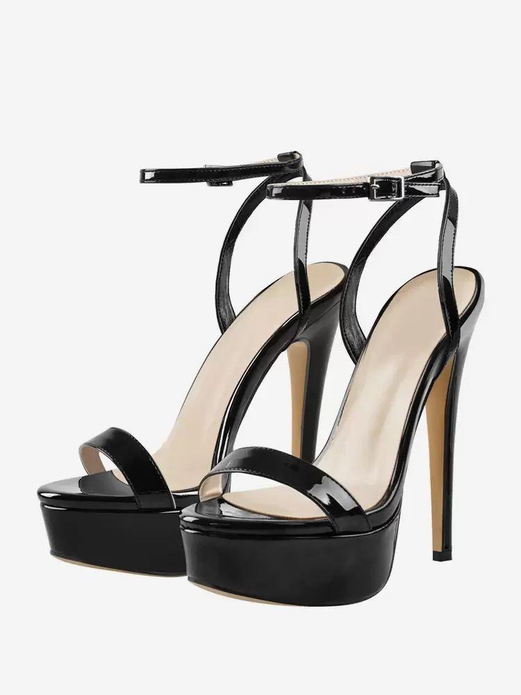 Occasion Shoes | Black Sexy Sandals High Heel Platform Open Toe Ankle Strap Sandal Shoes Occasion Shoes Occasion Shoes