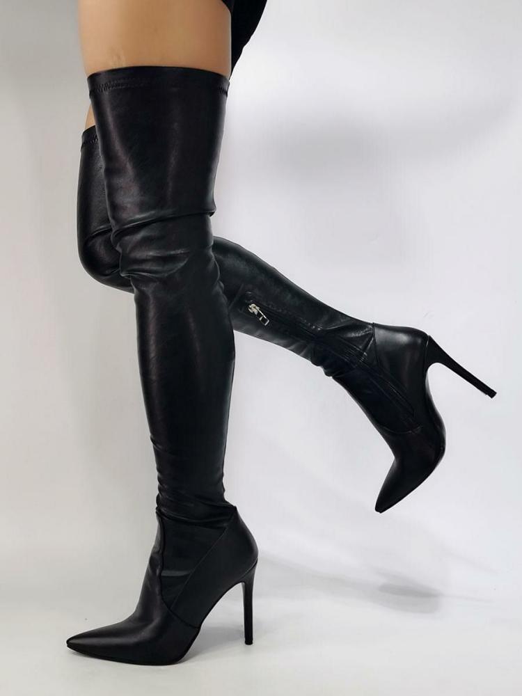 Occasion Shoes | Black Thigh High Boots Sexy Pointed Toe Over The Knee Boots Occasion Shoes Occasion Shoes