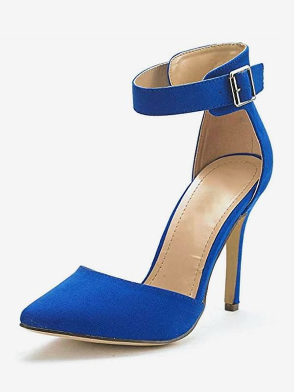 Occasion Shoes | Blue Ankle Strap Heel Dorsay Pointed Toe Stiletto Heel Pumps Occasion Shoes Occasion Shoes