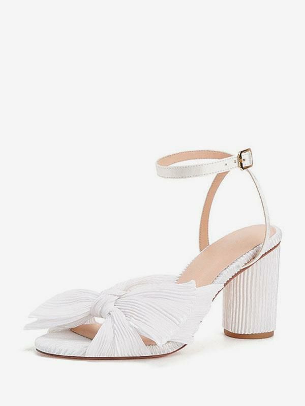 Occasion Shoes | Bow Wedding Sandals Block Heel Prom Shoes White Homecoming Shoes Occasion Shoes Occasion Shoes