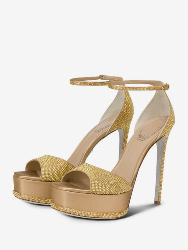 Occasion Shoes | Gold Prom Shoes Platform Heeled Square Toe Sandals Occasion Shoes Occasion Shoes