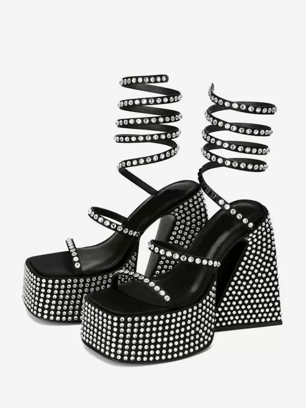 Occasion Shoes | High Heel Party Sandals Platform Rhinestones Platform Strappy Chunky Heel Sandals Occasion Shoes Occasion Shoes