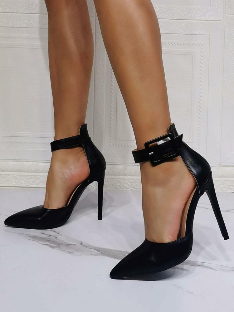 Occasion Shoes | High Heel Party Shoes Black Pointed Toe Stiletto Heel PU Upper Evening Shoes Occasion Shoes Occasion Shoes