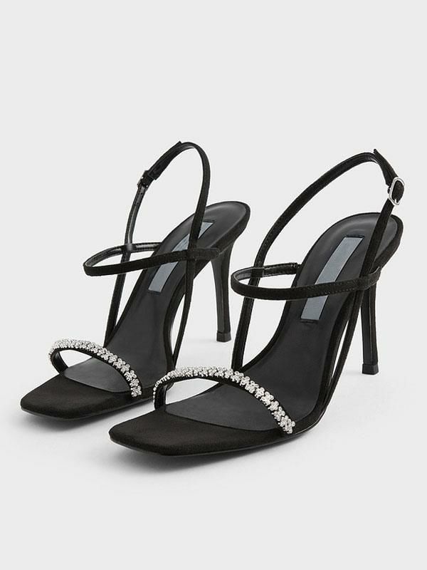 Occasion Shoes | High Heel Sandals Black Suede Rhinestones Prom shoes Women Party Shoes Occasion Shoes Occasion Shoes