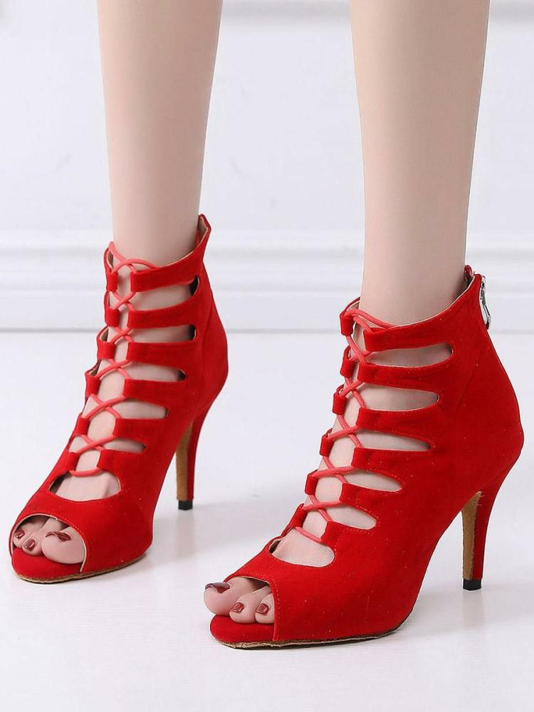 Occasion Shoes | Lace Up Summer Boots Heels in Fuax Suede Occasion Shoes Occasion Shoes