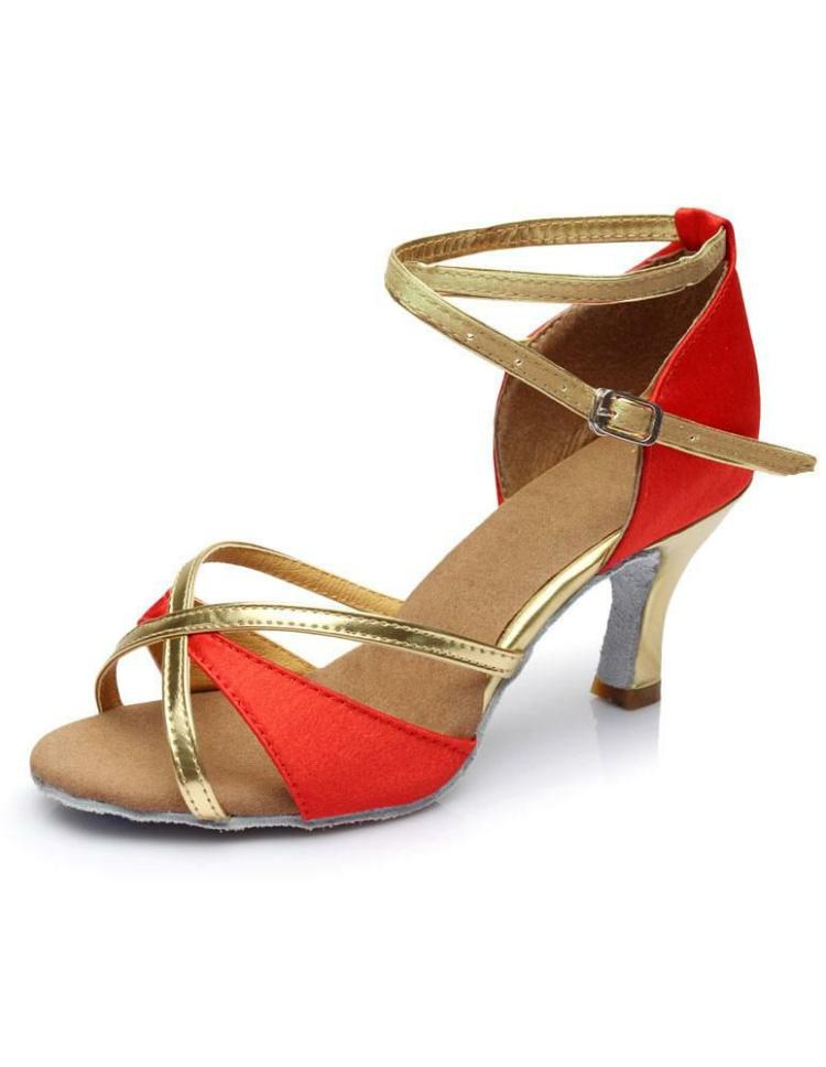 Occasion Shoes | Multicolor Latin Dance Sandals Straps Satin Heels Occasion Shoes Occasion Shoes