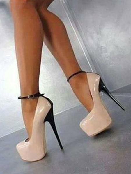 Occasion Shoes | Nude Sexy Shoes Women Platform Almond Ankle Strap Pumps High Heels Occasion Shoes Occasion Shoes