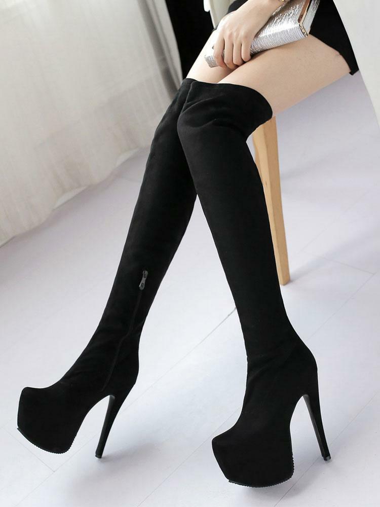 Occasion Shoes | Over Knee Boots Women Sexy Shoes Black Platform Stiletto Stretch Boots Occasion Shoes Occasion Shoes