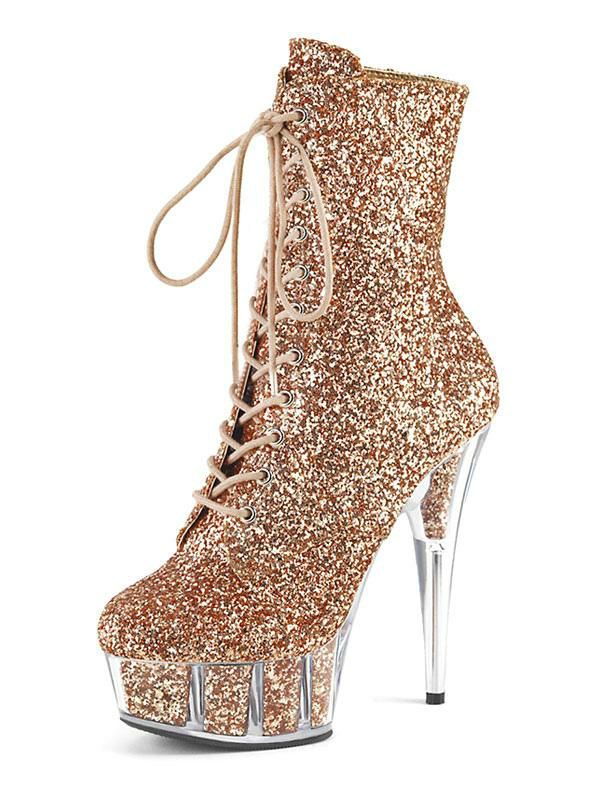 Occasion Shoes | Pole Dance Shoes Glitter Lace Up Sexy Ankle Boots Platform Stiletto Heels Occasion Shoes Occasion Shoes