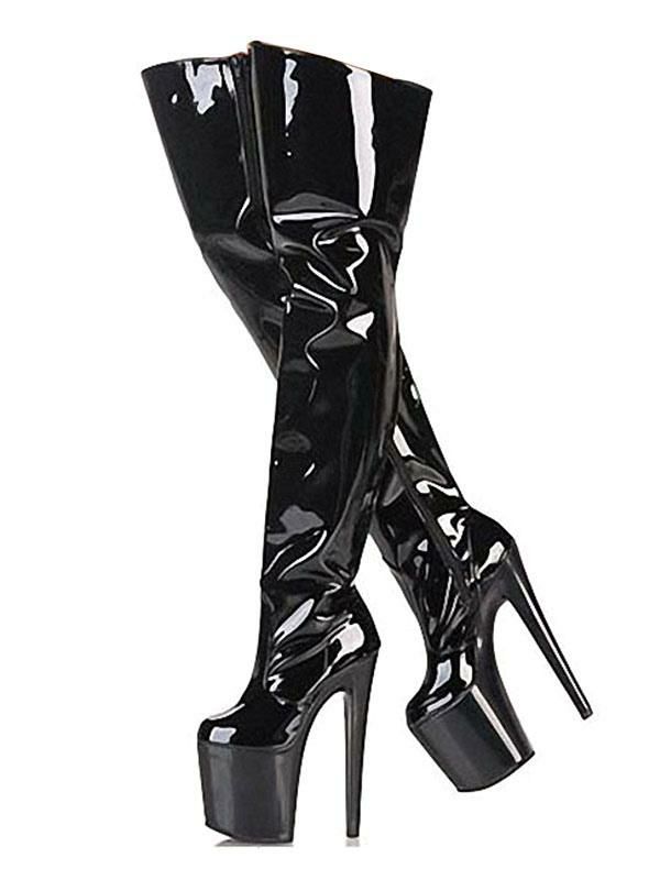 Occasion Shoes | Pole Dance Shoes Sexy High Heel Boots Round Toe Platform Stiletto Heel Rave Club Black Thigh High Boots Stripper Shoes Stripper Shoes Occasion Shoes Occasion Shoes