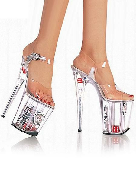 Occasion Shoes | Pole Dance Shoes Women Sexy Shoes Transparent Platform Open Toe Buckle Detail Stripper Shoes High Heel Sandals Stripper Shoes Occasion Shoes Occasion Shoes