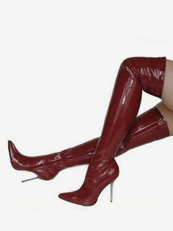 Occasion Shoes | Red Sexy Shoes Women Pointed Toe Stiletto Heel Over The Knee Boots High Heel Thigh High Boots Occasion Shoes Occasion Shoes