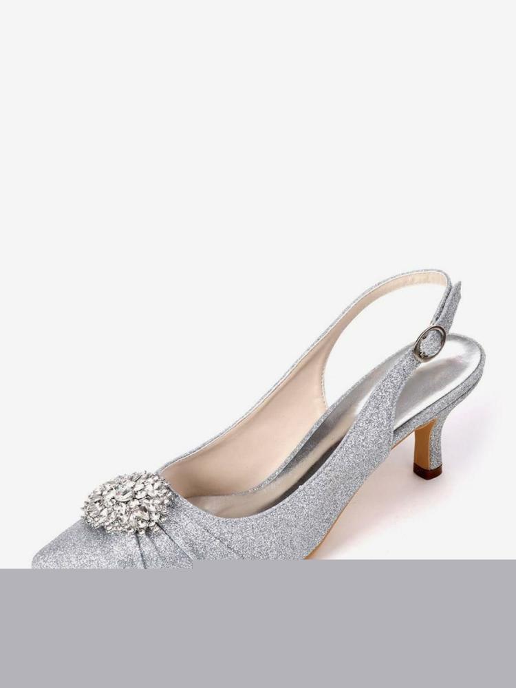 Occasion Shoes | Rhinestones Bridal Shoes Slingback Kitten Heels Occasion Shoes Occasion Shoes