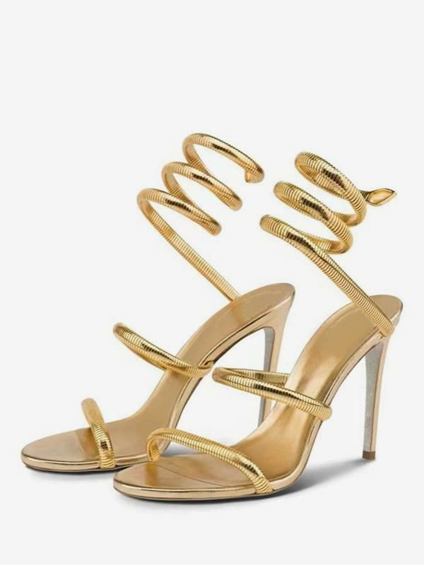 Occasion Shoes | Rose Prom Shoes Metallic Open Toe Strappy High Heel Sandals Occasion Shoes Occasion Shoes