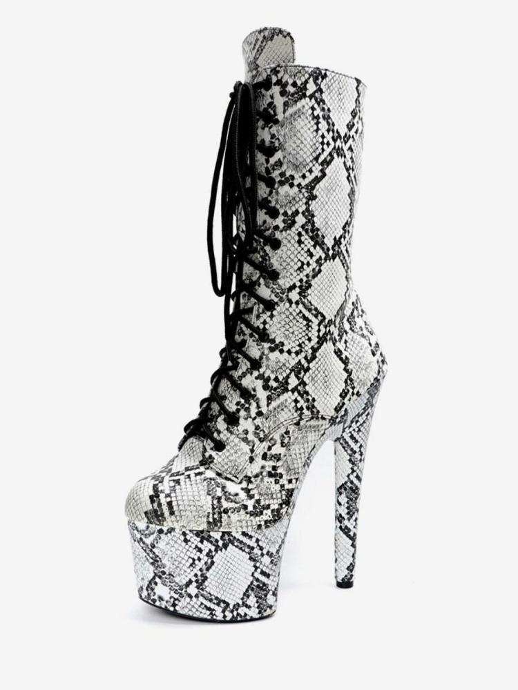 Occasion Shoes | Sexy High Heel Boots Round Toe Zipper Snake Print Stiletto Heel Rave Club Python Thigh High Boots Over The Knee Boots Occasion Shoes Occasion Shoes