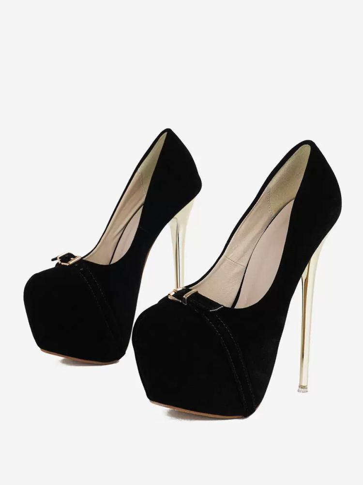 Occasion Shoes | Sexy High Heels Metal Details Stiletto Heel Micro Suede Upper Pumps In Occasion Shoes Occasion Shoes