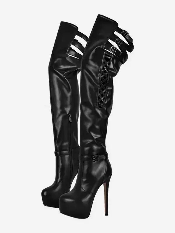 Occasion Shoes | Sexy Over The Knee Boots Platform Cut Out Buckle Detail High Heel Thigh High Boots Plus Size Occasion Shoes Occasion Shoes