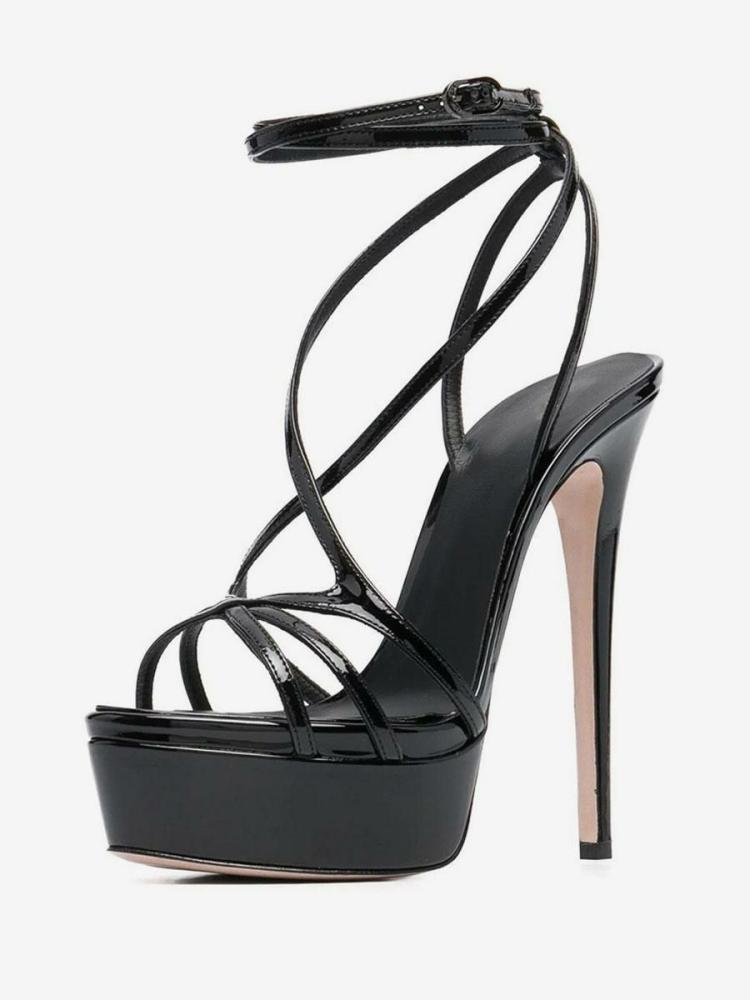 Occasion Shoes | Sexy Sandals Black Platform Open Toe Strappy High Heel Sandals Occasion Shoes Occasion Shoes