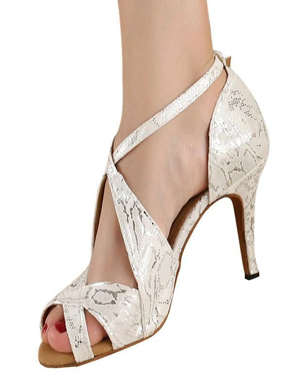 Occasion Shoes | Silver Peep Toe Metallic Criss-Cross Silk And Satin Stylish Latin Shoes Occasion Shoes Occasion Shoes