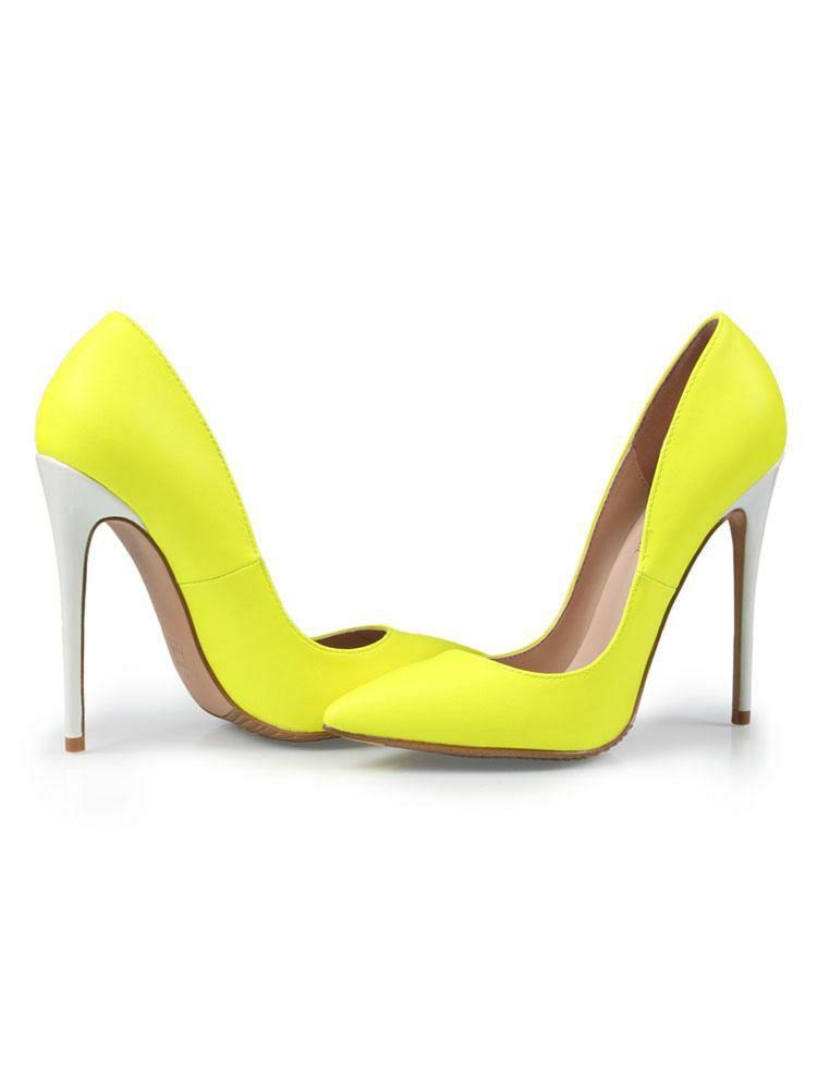 Occasion Shoes | Women High Heels Pointed Toe Slip On Pumps Yellow Basic Heeled Shoes Occasion Shoes Occasion Shoes