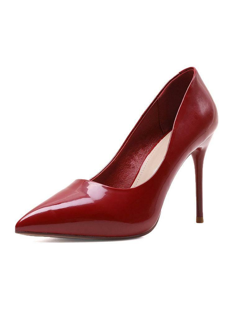 Occasion Shoes | Women High Heels Stiletto Heel Pointed Toe Patent Leather Burgundy Pumps Occasion Shoes Occasion Shoes