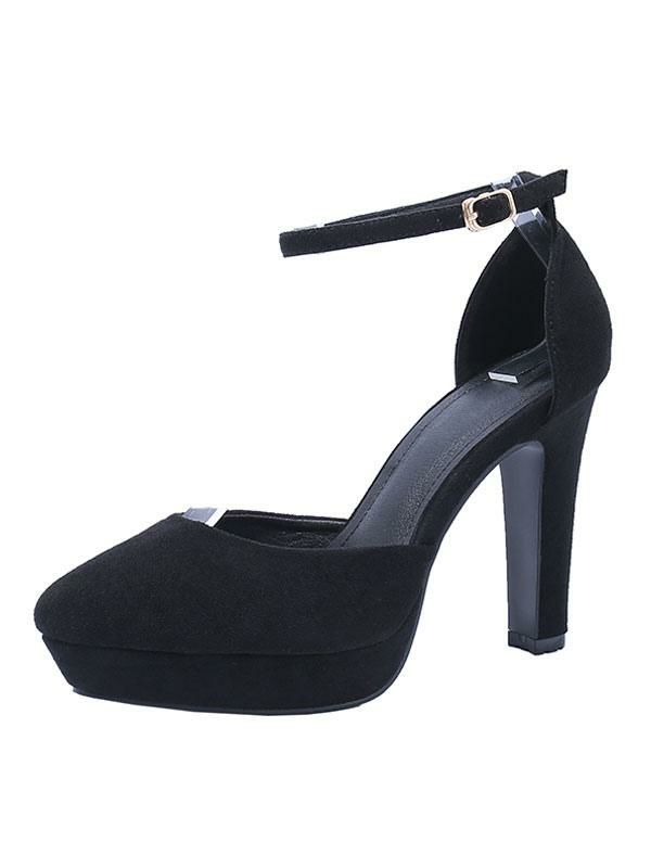 Occasion Shoes | Women Pumps Ankle Strap Almond Toe Chunky Heel Chic Black Ankle Strap Heels Occasion Shoes Occasion Shoes