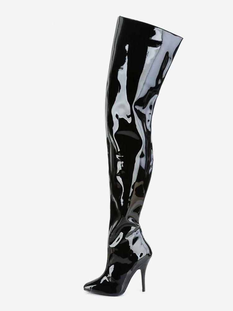 Occasion Shoes | Women Sexy Boots Pointed Toe Zipper Sequins Stiletto Heel Rave Club Black Thigh High Boots Occasion Shoes Occasion Shoes