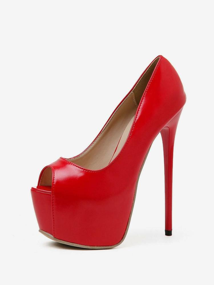 Occasion Shoes | Women Sexy High Heels Stiletto Heel Peep Toe PU Leather Red Pumps Occasion Shoes Occasion Shoes