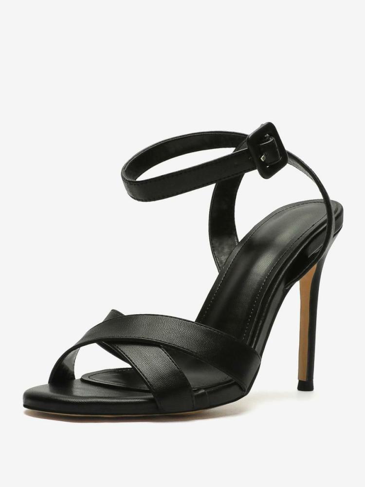 Sandals | Black Heeled Sandals Open Toe Buckle Detail Stiletto Heel Sandals Sandals Sandals