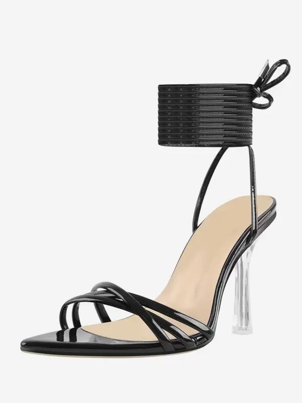 Sandals | Black Lace Up Sandals High Heel Open Toe Dress Shoes Sandals Sandals