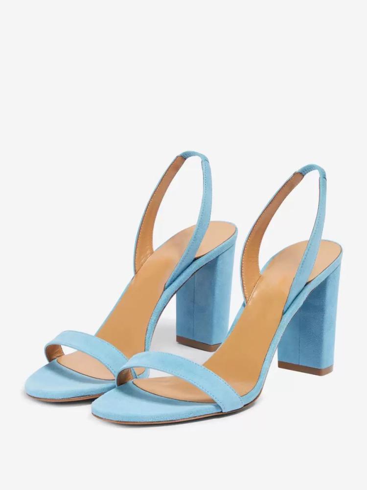 Sandals | Blue Suede High Heel Sandals Open Toe Slingback Prom Shoes Sandals Sandals